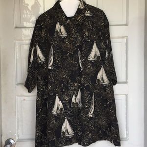 Caribbean silk blend 2XL sailboat paisley shirt